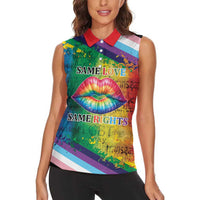 Beautiful Rainbow Lips Kiss Women Sleeveless Polo Shirt LGBTQ Same Love Same Rights - Wonder Print Shop