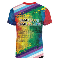 Beautiful Rainbow Lips Kiss Women V-Neck T-Shirt LGBTQ Same Love Same Rights - Wonder Print Shop