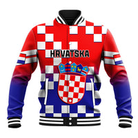 Croatia Baseball Jacket Hrvatska Checkerboard Gradient Style - Wonder Print Shop