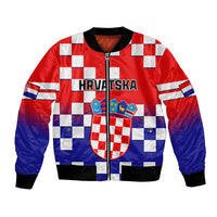 Croatia Bomber Jacket Hrvatska Checkerboard Gradient Style - Wonder Print Shop