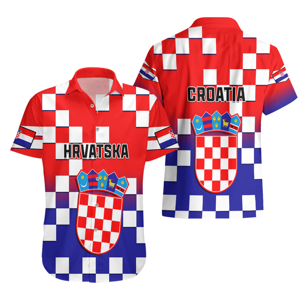 Croatia Hawaiian Shirt Hrvatska Checkerboard Gradient Style - Wonder Print Shop