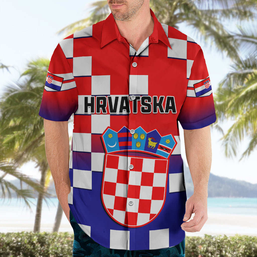 Croatia Hawaiian Shirt Hrvatska Checkerboard Gradient Style - Wonder Print Shop