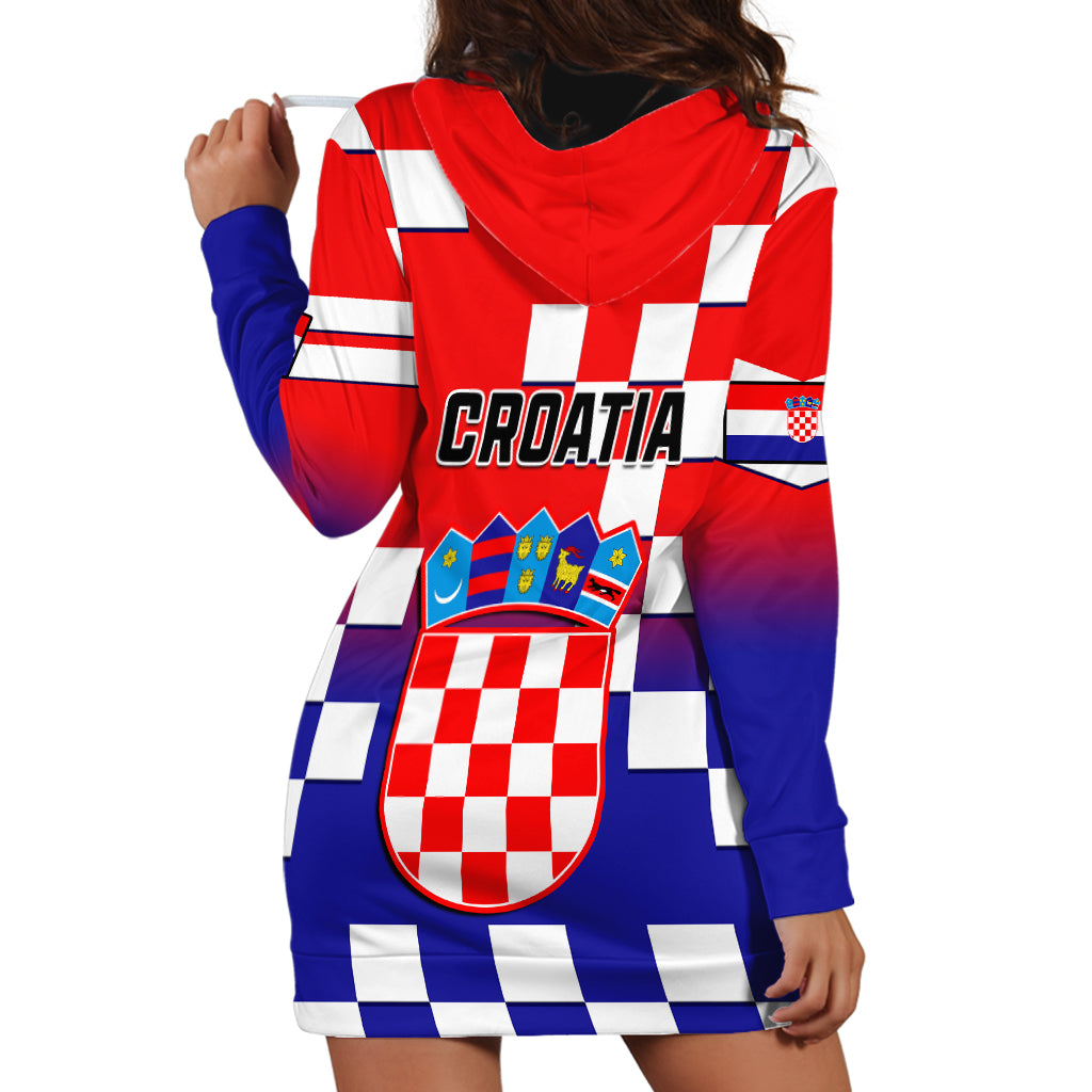 Croatia Hoodie Dress Hrvatska Checkerboard Gradient Style - Wonder Print Shop
