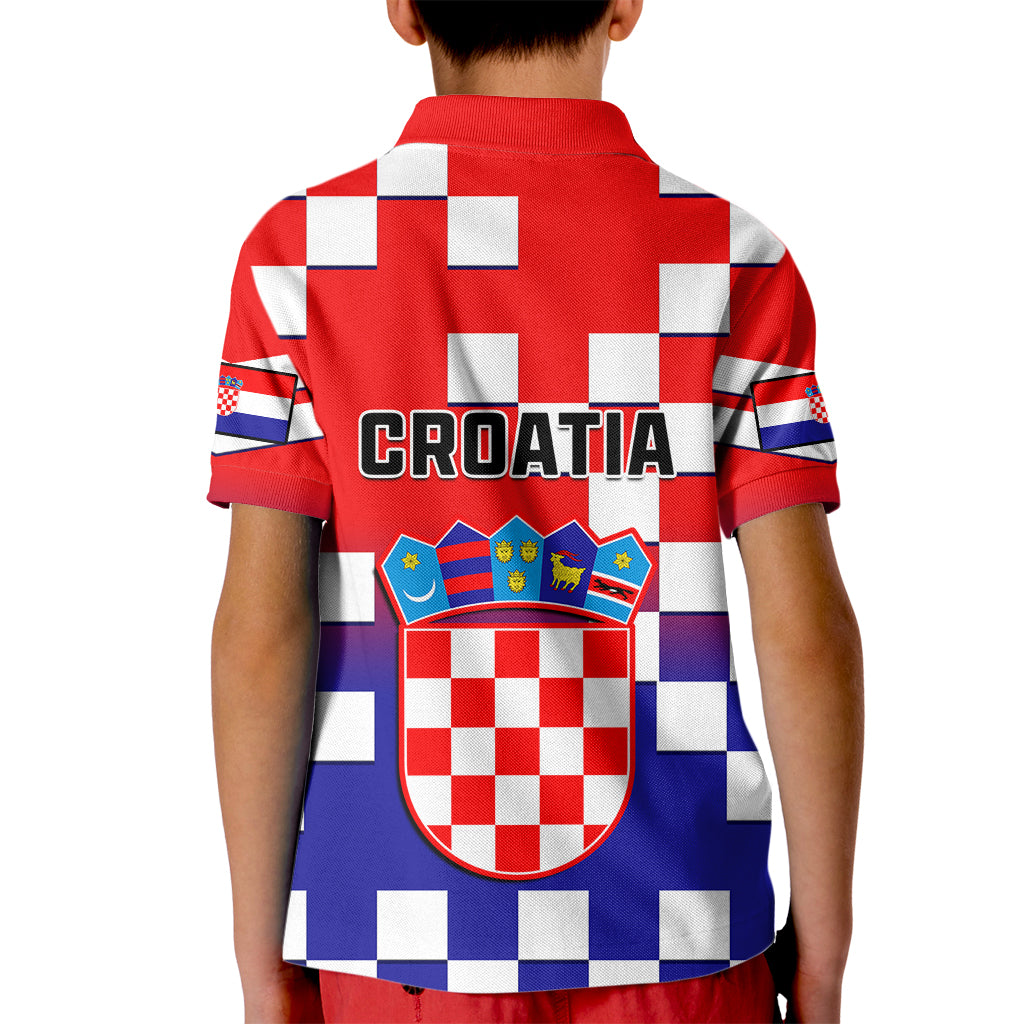 Croatia Kid Polo Shirt Hrvatska Checkerboard Gradient Style - Wonder Print Shop
