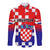 Croatia Long Sleeve Button Shirt Hrvatska Checkerboard Gradient Style - Wonder Print Shop