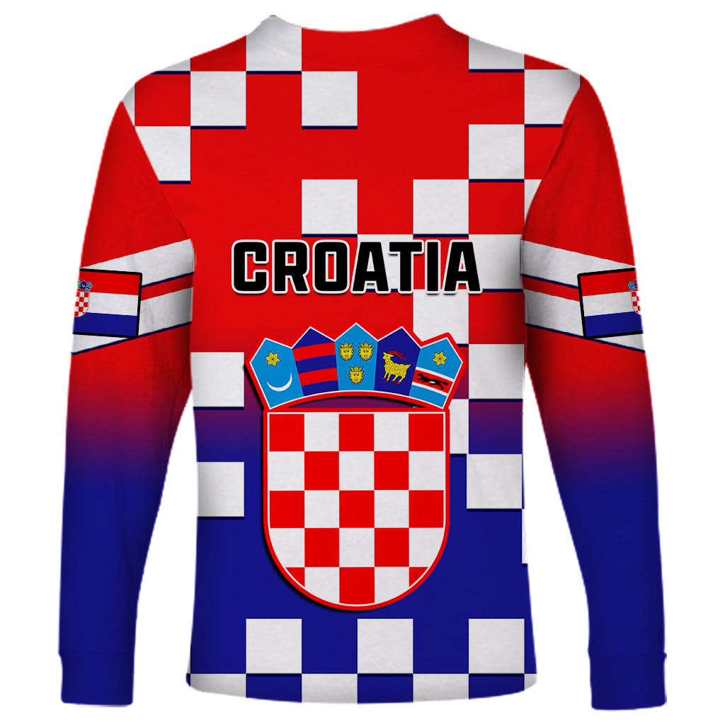 Croatia Long Sleeve Shirt Hrvatska Checkerboard Gradient Style - Wonder Print Shop