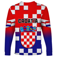 Croatia Long Sleeve Shirt Hrvatska Checkerboard Gradient Style - Wonder Print Shop