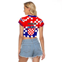 Croatia Raglan Cropped T Shirt Hrvatska Checkerboard Gradient Style - Wonder Print Shop