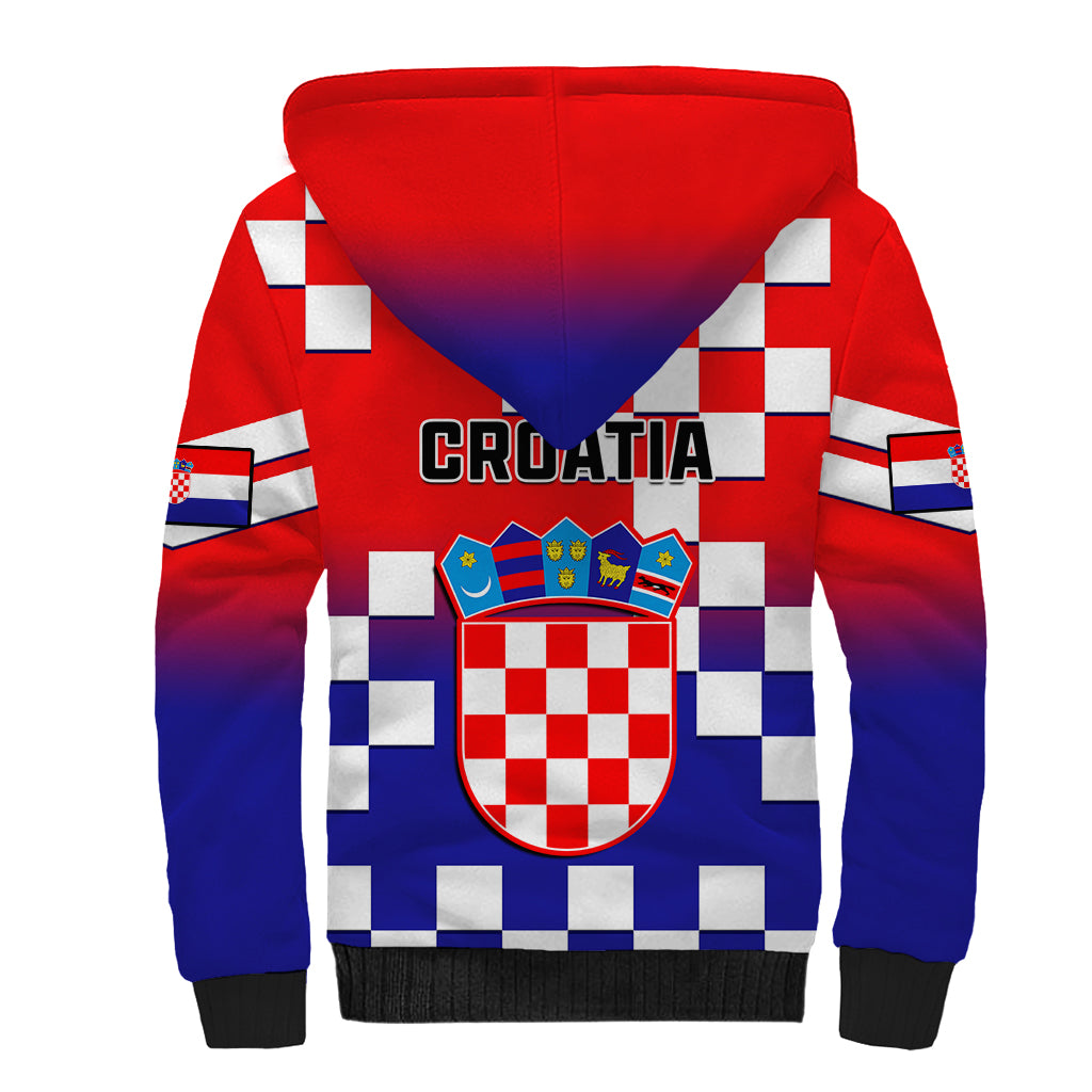 Croatia Sherpa Hoodie Hrvatska Checkerboard Gradient Style - Wonder Print Shop