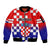 Croatia Sleeve Zip Bomber Jacket Hrvatska Checkerboard Gradient Style - Wonder Print Shop