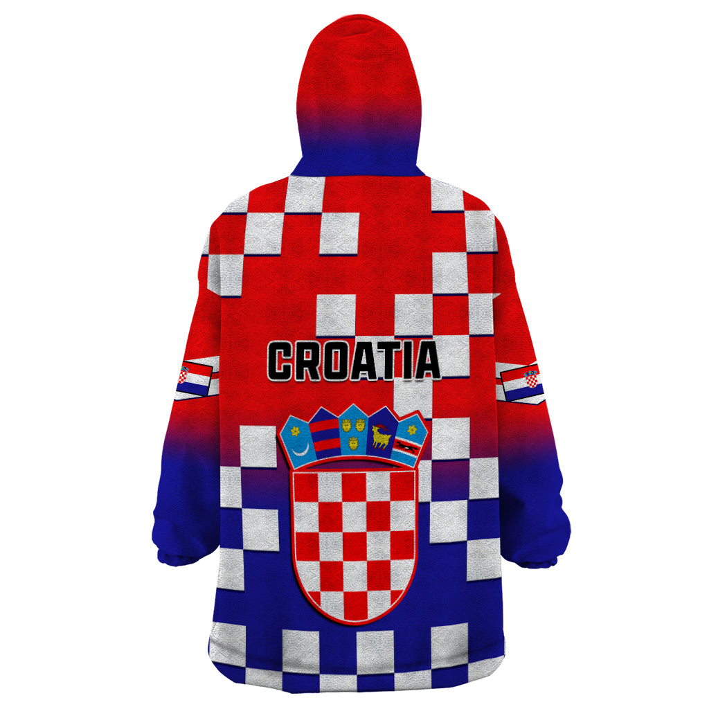 Croatia Wearable Blanket Hoodie Hrvatska Checkerboard Gradient Style - Wonder Print Shop