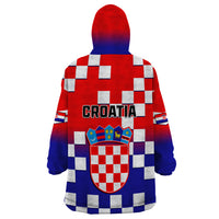 Croatia Wearable Blanket Hoodie Hrvatska Checkerboard Gradient Style - Wonder Print Shop