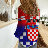 Croatia Women Casual Shirt Hrvatska Checkerboard Gradient Style - Wonder Print Shop