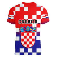 Croatia Women V Neck T Shirt Hrvatska Checkerboard Gradient Style - Wonder Print Shop