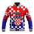 Personalised Croatia Baseball Jacket Hrvatska Checkerboard Gradient Style - Wonder Print Shop