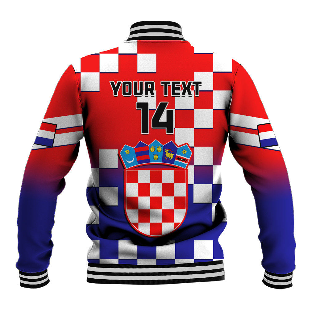 Personalised Croatia Baseball Jacket Hrvatska Checkerboard Gradient Style - Wonder Print Shop