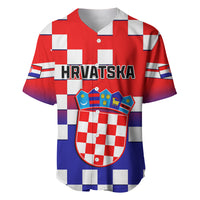 Personalised Croatia Baseball Jersey Hrvatska Checkerboard Gradient Style - Wonder Print Shop