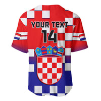Personalised Croatia Baseball Jersey Hrvatska Checkerboard Gradient Style - Wonder Print Shop