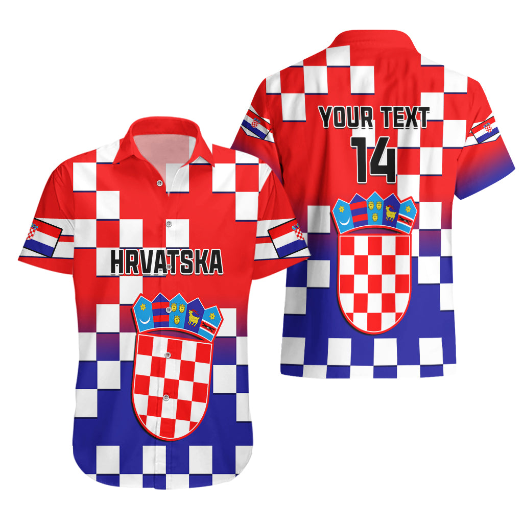 Personalised Croatia Hawaiian Shirt Hrvatska Checkerboard Gradient Style - Wonder Print Shop