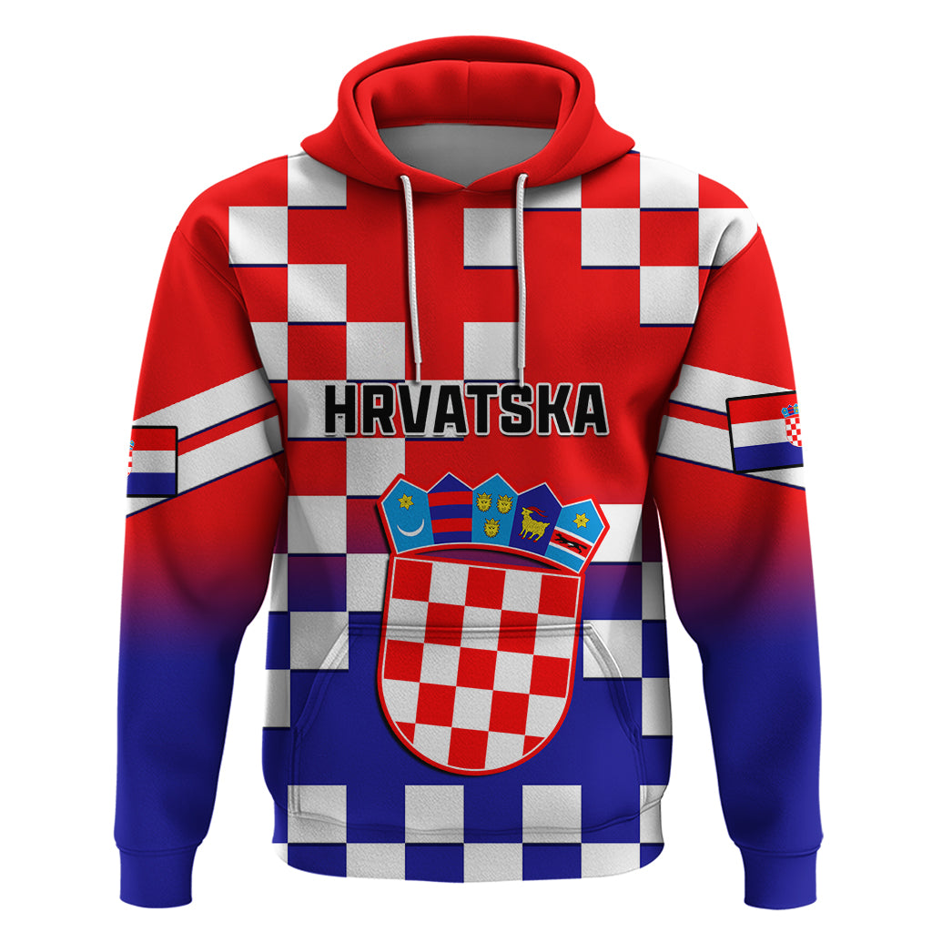 Personalised Croatia Hoodie Hrvatska Checkerboard Gradient Style - Wonder Print Shop