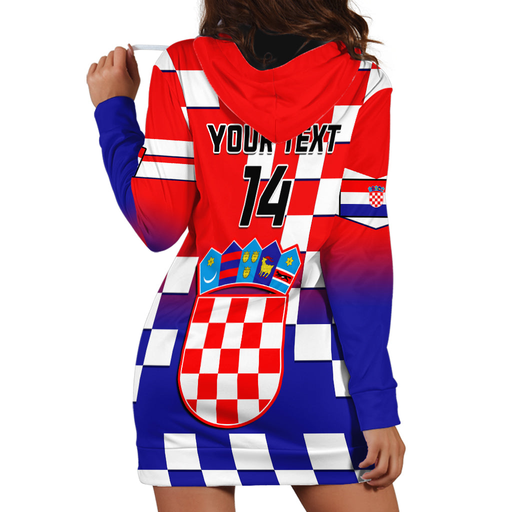 Personalised Croatia Hoodie Dress Hrvatska Checkerboard Gradient Style - Wonder Print Shop