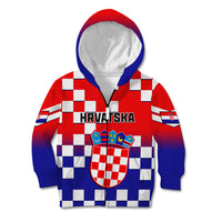 Personalised Croatia Kid Hoodie Hrvatska Checkerboard Gradient Style - Wonder Print Shop