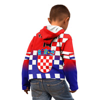Personalised Croatia Kid Hoodie Hrvatska Checkerboard Gradient Style - Wonder Print Shop