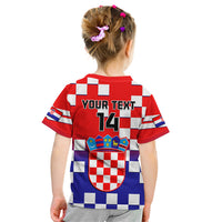 Personalised Croatia Kid T Shirt Hrvatska Checkerboard Gradient Style - Wonder Print Shop