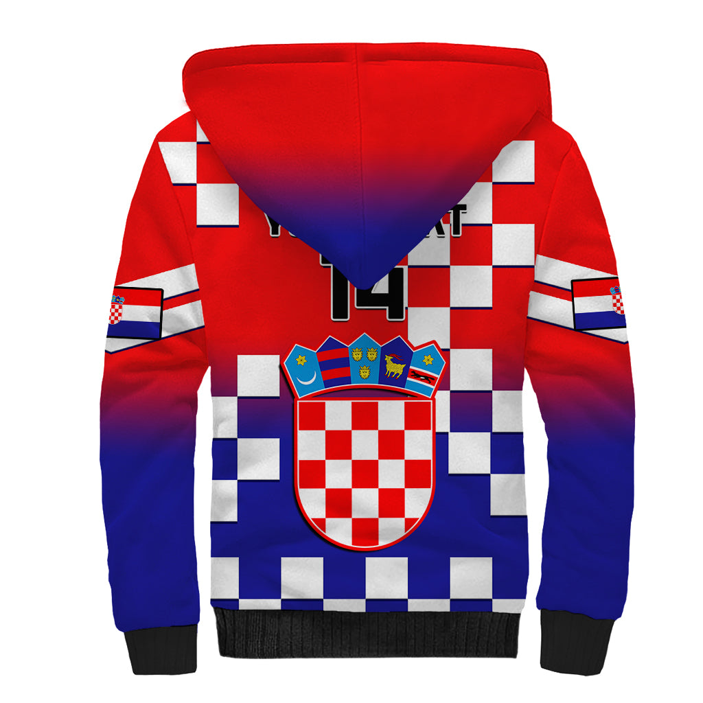 Personalised Croatia Sherpa Hoodie Hrvatska Checkerboard Gradient Style - Wonder Print Shop