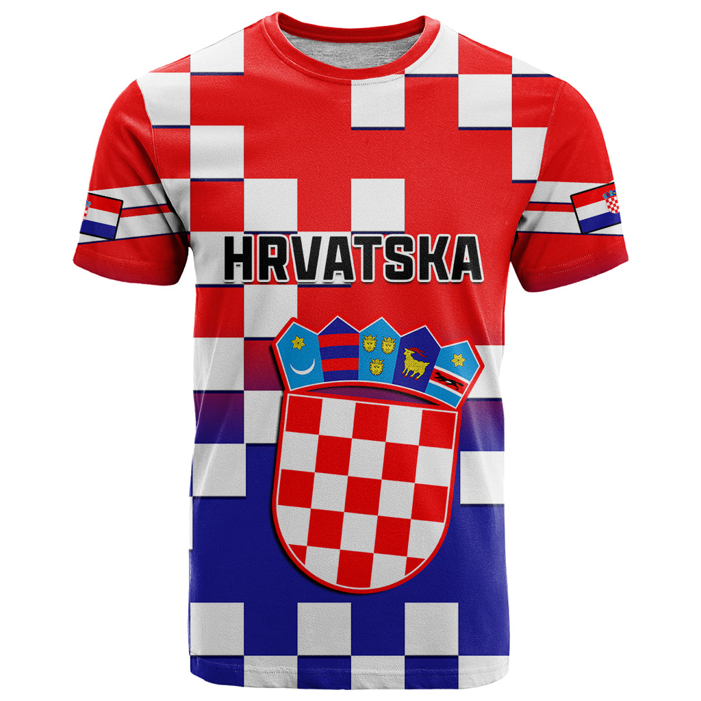 Personalised Croatia T Shirt Hrvatska Checkerboard Gradient Style - Wonder Print Shop