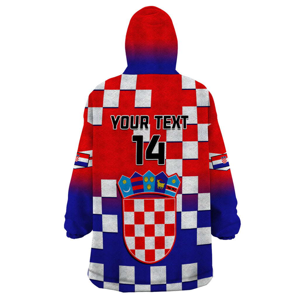 Personalised Croatia Wearable Blanket Hoodie Hrvatska Checkerboard Gradient Style - Wonder Print Shop