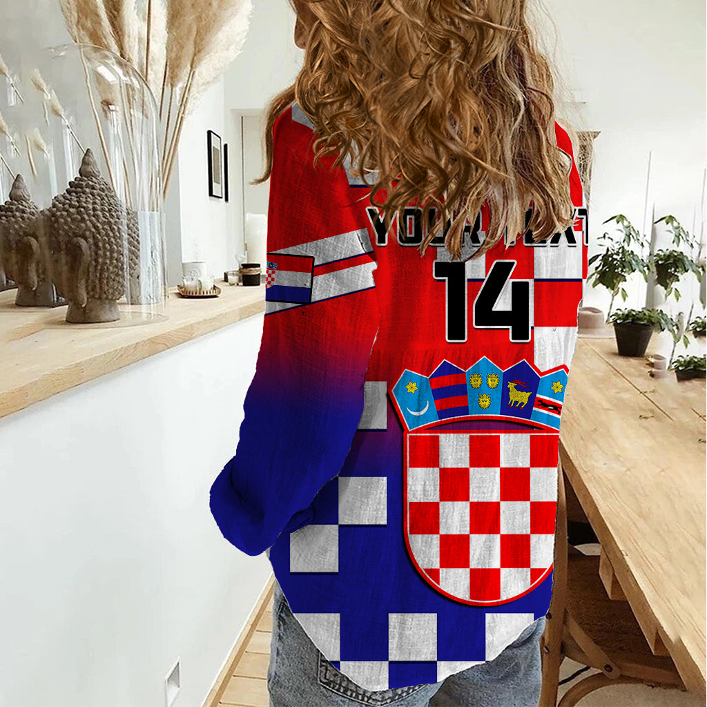 Personalised Croatia Women Casual Shirt Hrvatska Checkerboard Gradient Style - Wonder Print Shop