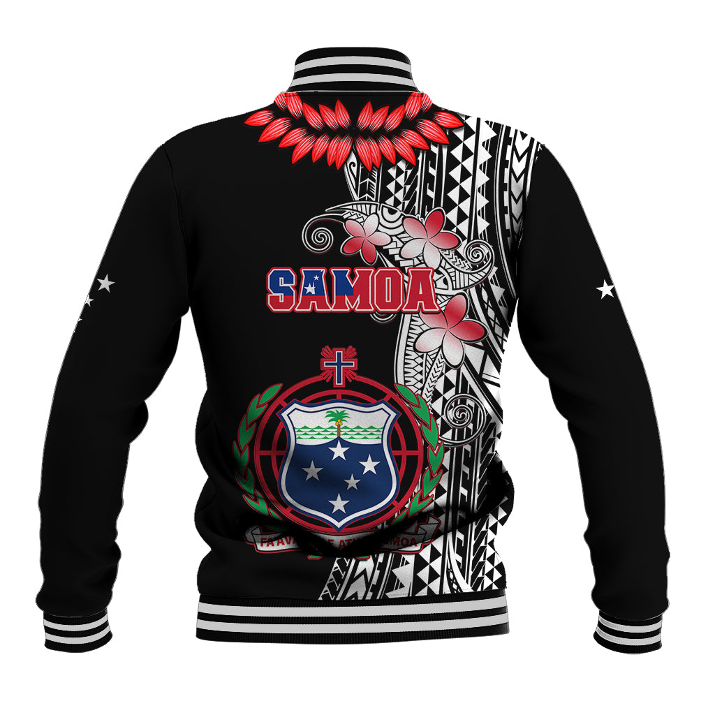 Polynesian Pride Samoa Baseball Jacket Ula Fala Mix Samoan Tribal Black Version - Wonder Print Shop