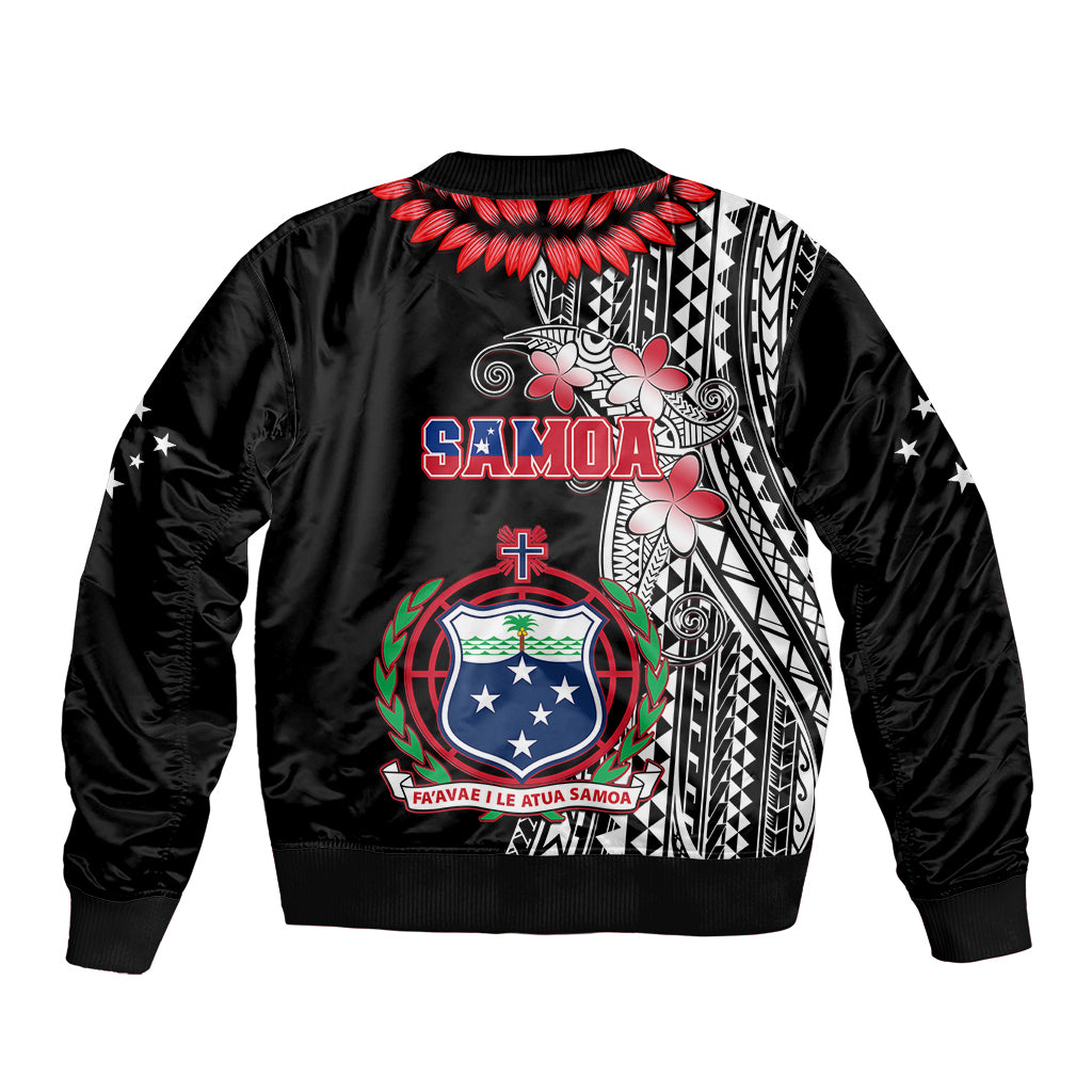 Polynesian Pride Samoa Bomber Jacket Ula Fala Mix Samoan Tribal Black Version - Wonder Print Shop