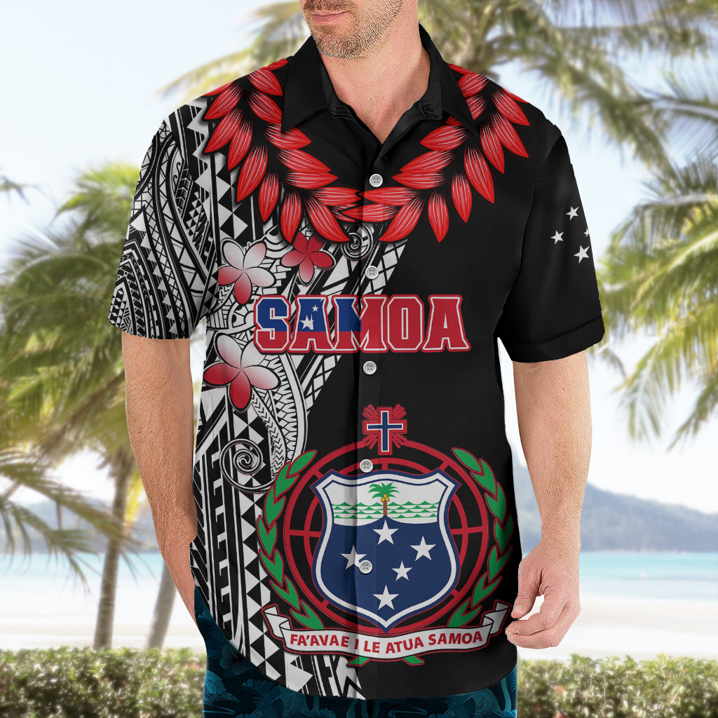 Polynesian Pride Samoa Hawaiian Shirt Ula Fala Mix Samoan Tribal Black Version - Wonder Print Shop