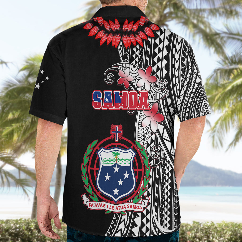 Polynesian Pride Samoa Hawaiian Shirt Ula Fala Mix Samoan Tribal Black Version - Wonder Print Shop