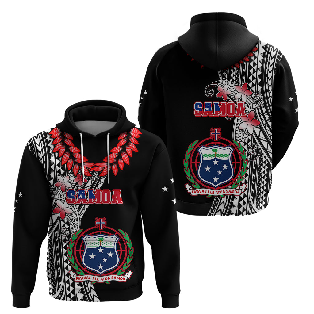 Polynesian Pride Samoa Hoodie Ula Fala Mix Samoan Tribal Black Version - Wonder Print Shop