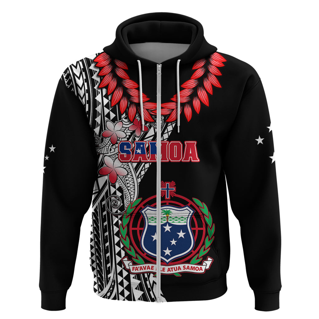 Polynesian Pride Samoa Hoodie Ula Fala Mix Samoan Tribal Black Version - Wonder Print Shop
