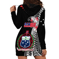 Polynesian Pride Samoa Hoodie Dress Ula Fala Mix Samoan Tribal Black Version - Wonder Print Shop