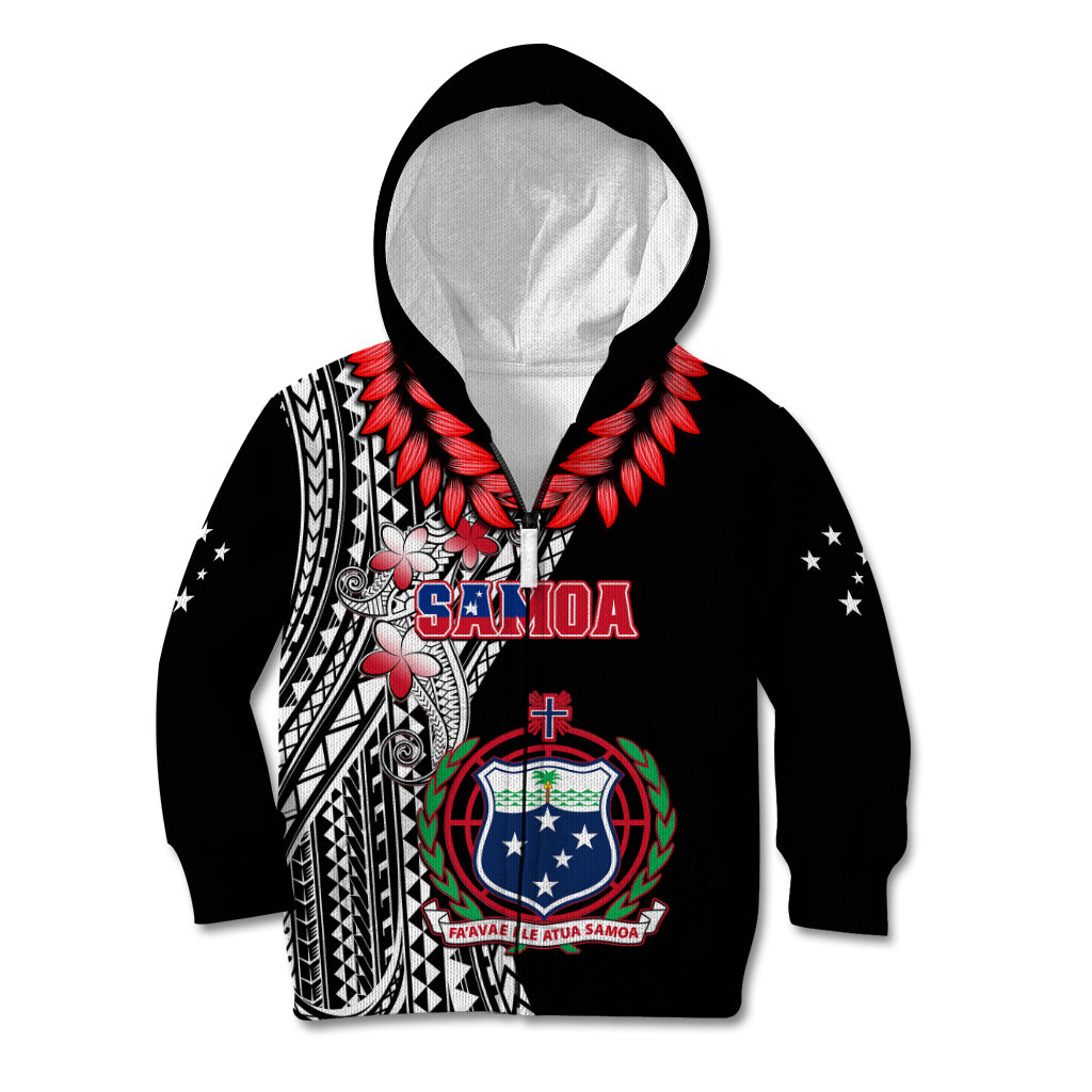 Polynesian Pride Samoa Kid Hoodie Ula Fala Mix Samoan Tribal Black Version - Wonder Print Shop