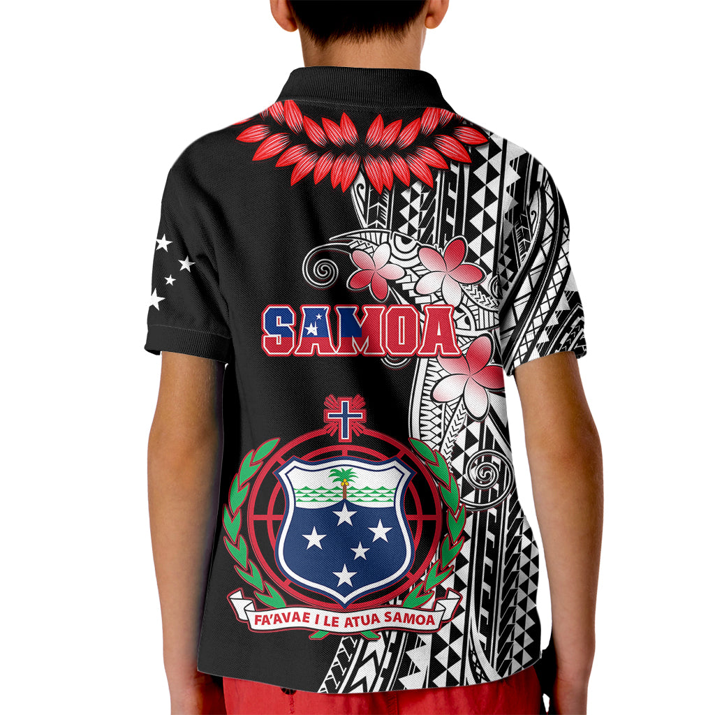 Polynesian Pride Samoa Kid Polo Shirt Ula Fala Mix Samoan Tribal Black Version - Wonder Print Shop