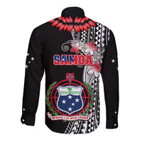 Polynesian Pride Samoa Long Sleeve Button Shirt Ula Fala Mix Samoan Tribal Black Version - Wonder Print Shop