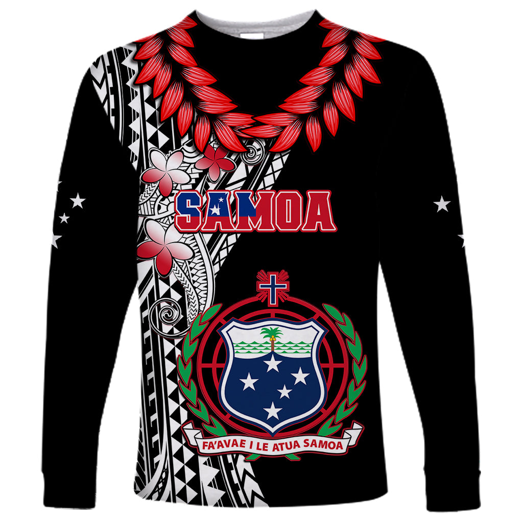 Polynesian Pride Samoa Long Sleeve Shirt Ula Fala Mix Samoan Tribal Black Version - Wonder Print Shop