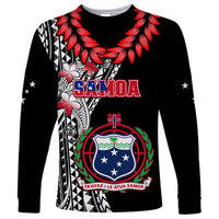 Polynesian Pride Samoa Long Sleeve Shirt Ula Fala Mix Samoan Tribal Black Version - Wonder Print Shop