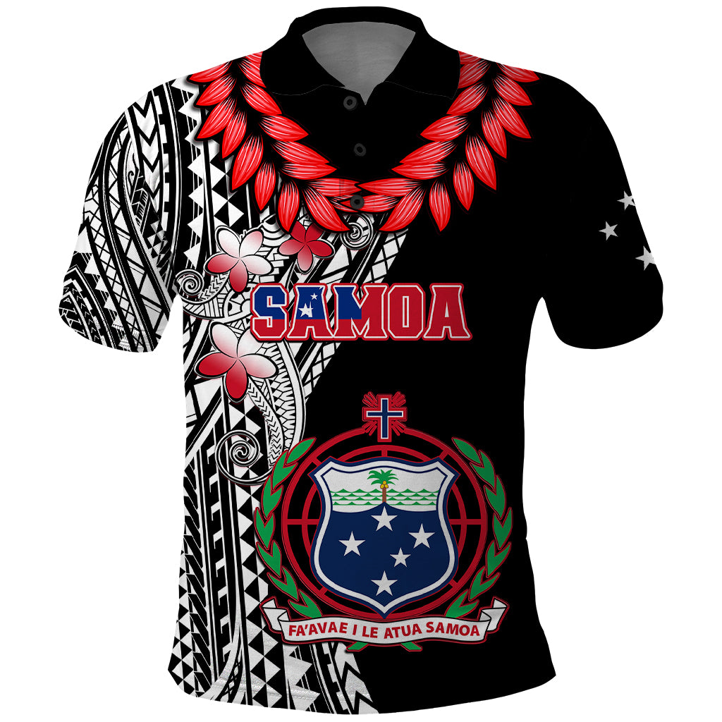 Polynesian Pride Samoa Polo Shirt Ula Fala Mix Samoan Tribal Black Version - Wonder Print Shop