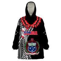 Polynesian Pride Samoa Wearable Blanket Hoodie Ula Fala Mix Samoan Tribal Black Version - Wonder Print Shop