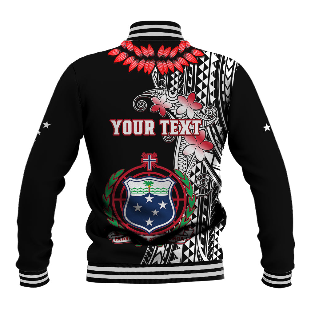Personalised Samoa Baseball Jacket Ula Fala Mix Samoan Tribal Black Version - Wonder Print Shop