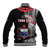 Personalised Samoa Baseball Jacket Ula Fala Mix Samoan Tribal Black Version - Wonder Print Shop