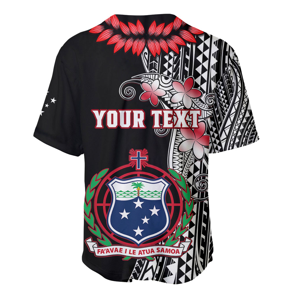 Personalised Samoa Baseball Jersey Ula Fala Mix Samoan Tribal Black Version - Wonder Print Shop