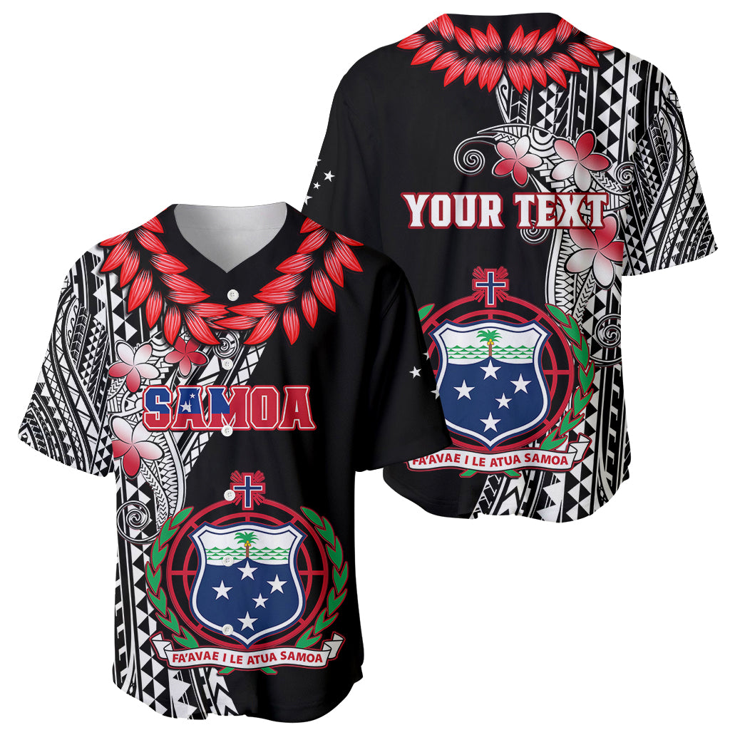 Personalised Samoa Baseball Jersey Ula Fala Mix Samoan Tribal Black Version - Wonder Print Shop
